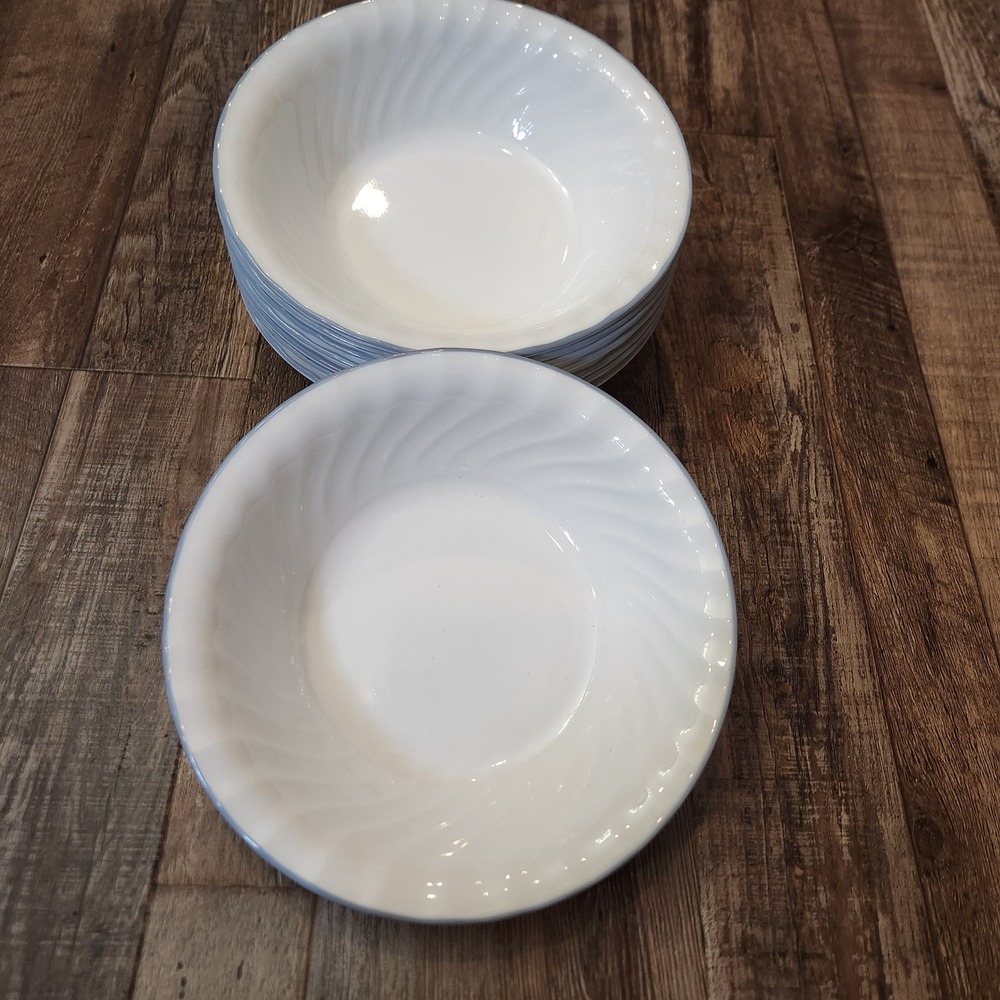 Corelle Enhancements Swirl White 7.25 Inch‎ Soup Pasta Bowls Set of 8 USA Chic
